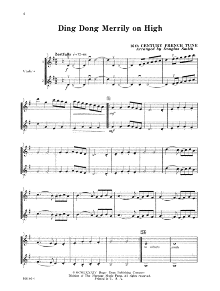 Christmas Folio for Four-Plus Strings - Violin