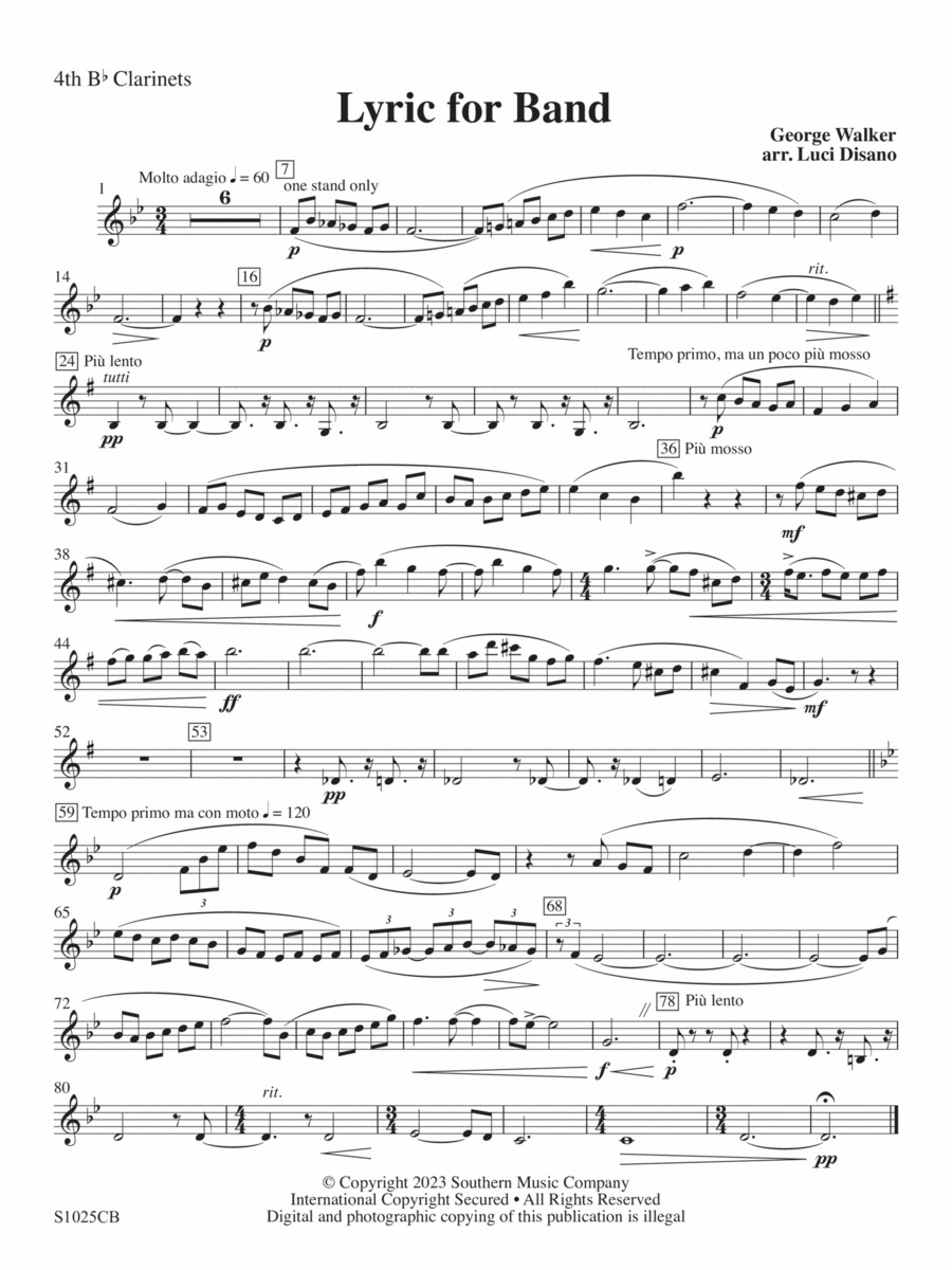 Lyric for Symphonic Band - Clarinet 4 Concert Band scores gallery preview page 1