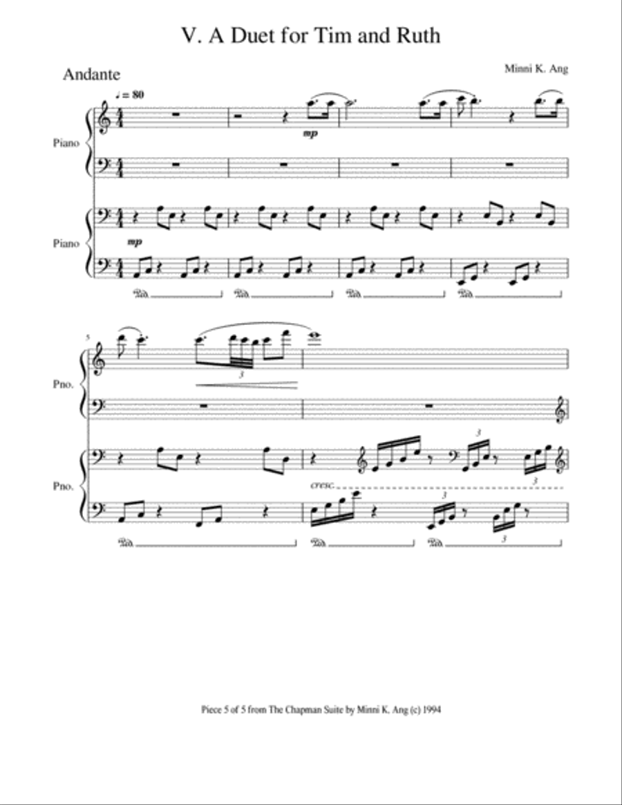 A Duet for Tim and Ruth A Duet for Tim and Ruth Piano scores gallery preview page 1