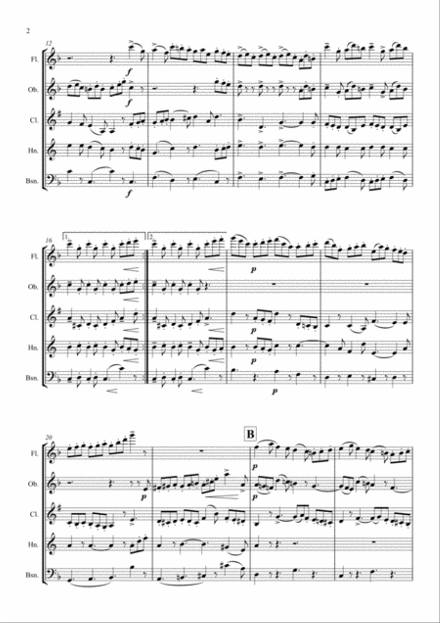 Parry: Lady Radnor's Suite VI. Gigue - wind quintet Woodwind Quintet scores gallery preview page 2