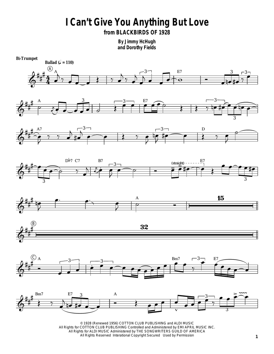 I Can't Give You Anything But Love Trumpet scores gallery preview page 1