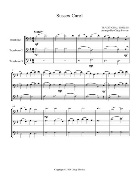 Sussex Carol, for Trombone Trio image number null