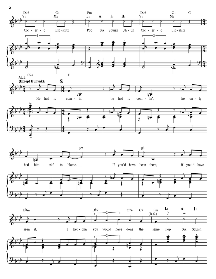 Cell Block Tango Piano, Vocal scores gallery preview page 2