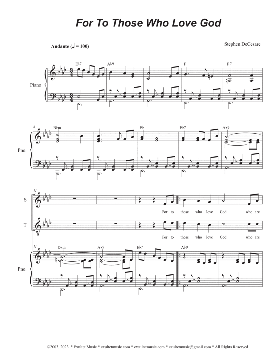 For To Those Who Love God (Vocal Quartet - (SATB) image number null