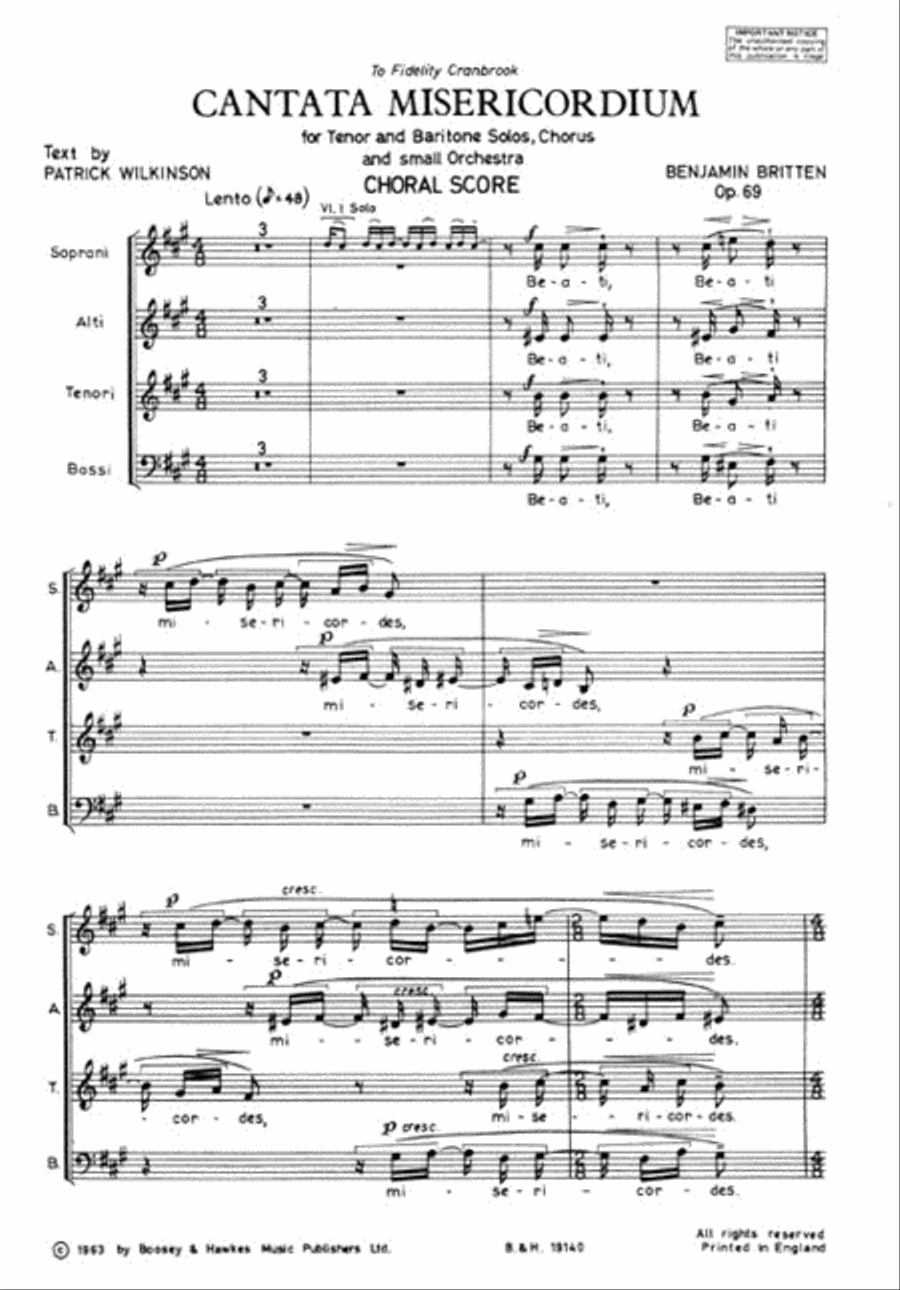 Cantata misericordium, Op. 69 Choir scores gallery preview page 1