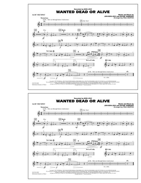 Wanted Dead or Alive - 3rd Bb Trumpet
