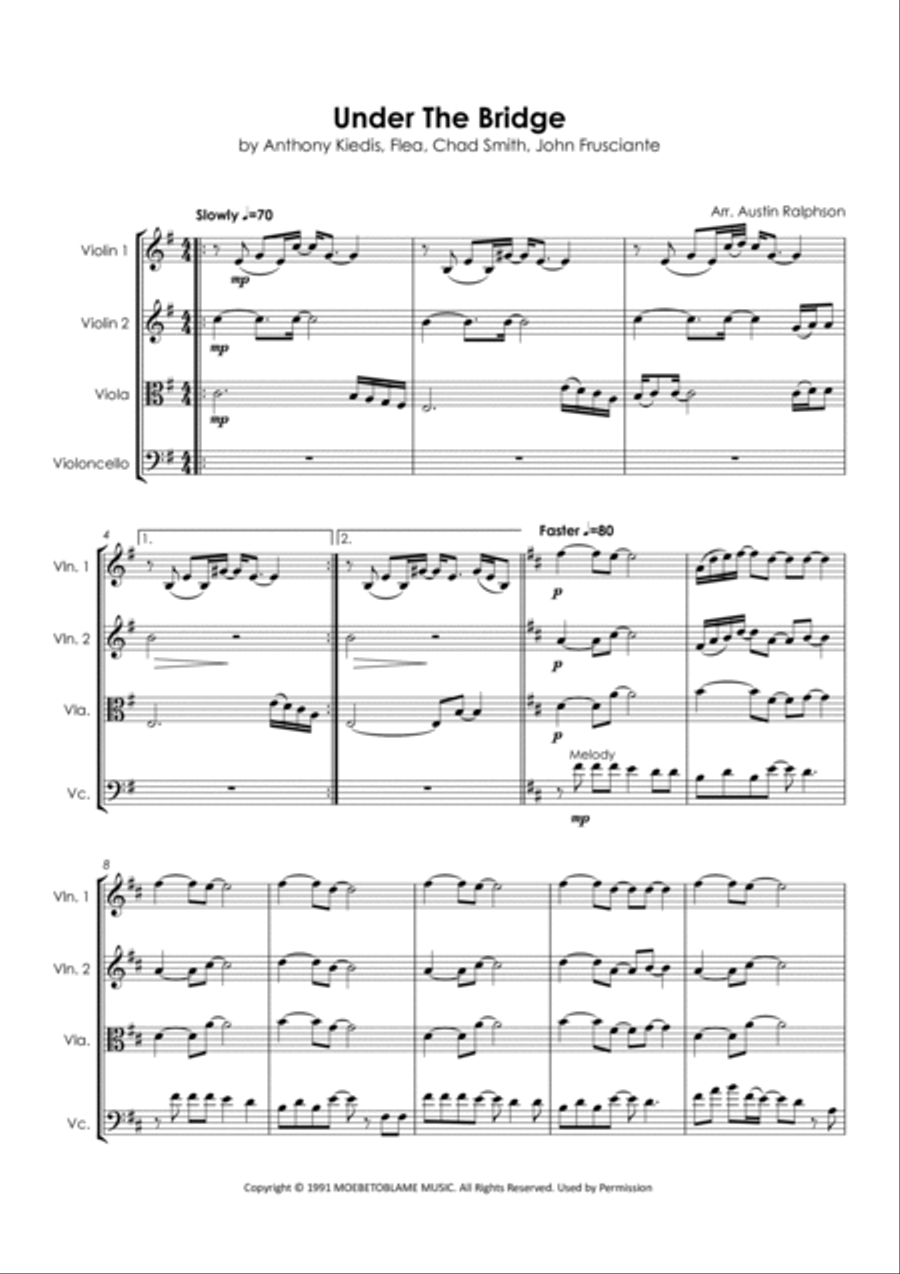 Under The Bridge String Quartet scores gallery preview page 5