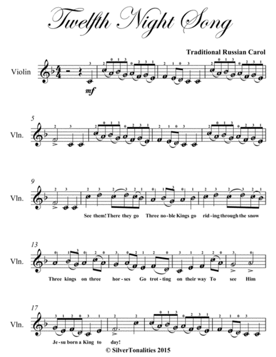 Twelfth Night Song Easy Violin Sheet Music