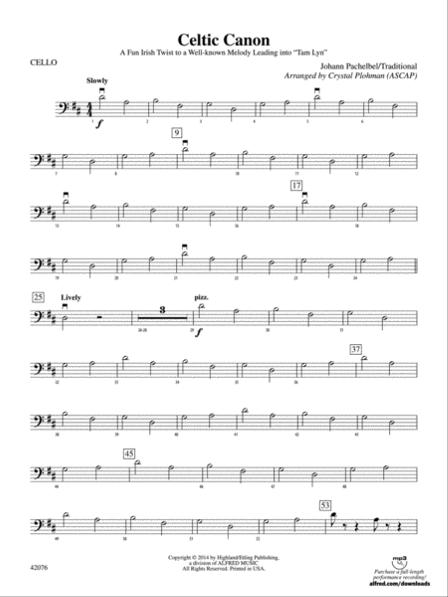 Celtic Canon: Cello String Orchestra scores gallery preview page 1