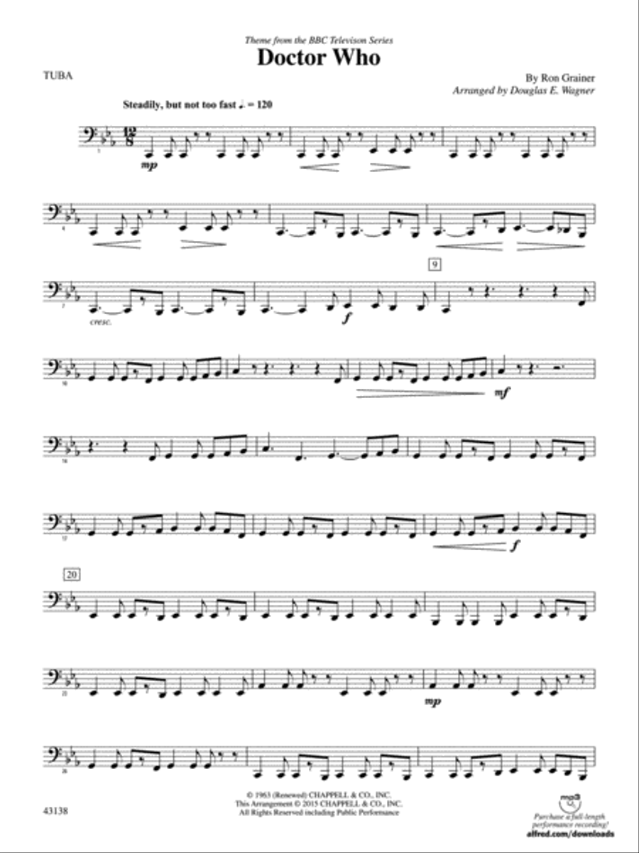 Doctor Who: Tuba Concert Band scores gallery preview page 1