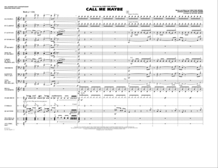 Call Me Maybe - Conductor Score (Full Score) Marching Band scores gallery preview page 2