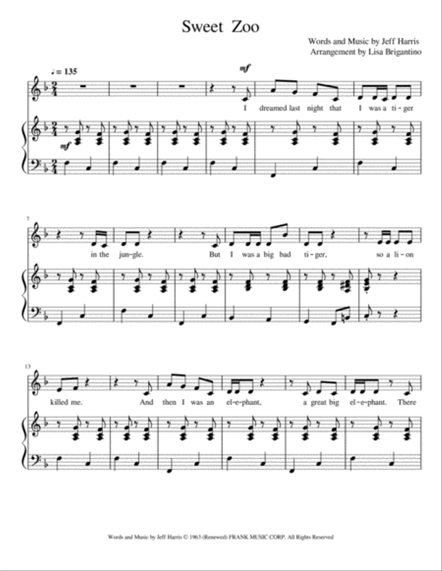 Sweet Zoo Sweet Zoo Voice scores gallery preview page 1