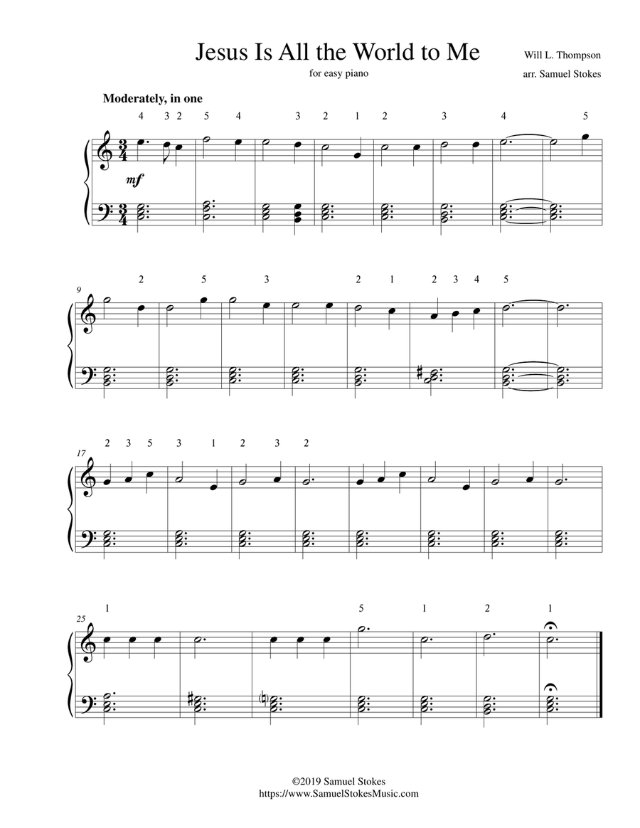 Jesus is All the World to Me - for easy piano Easy Piano scores gallery preview page 1