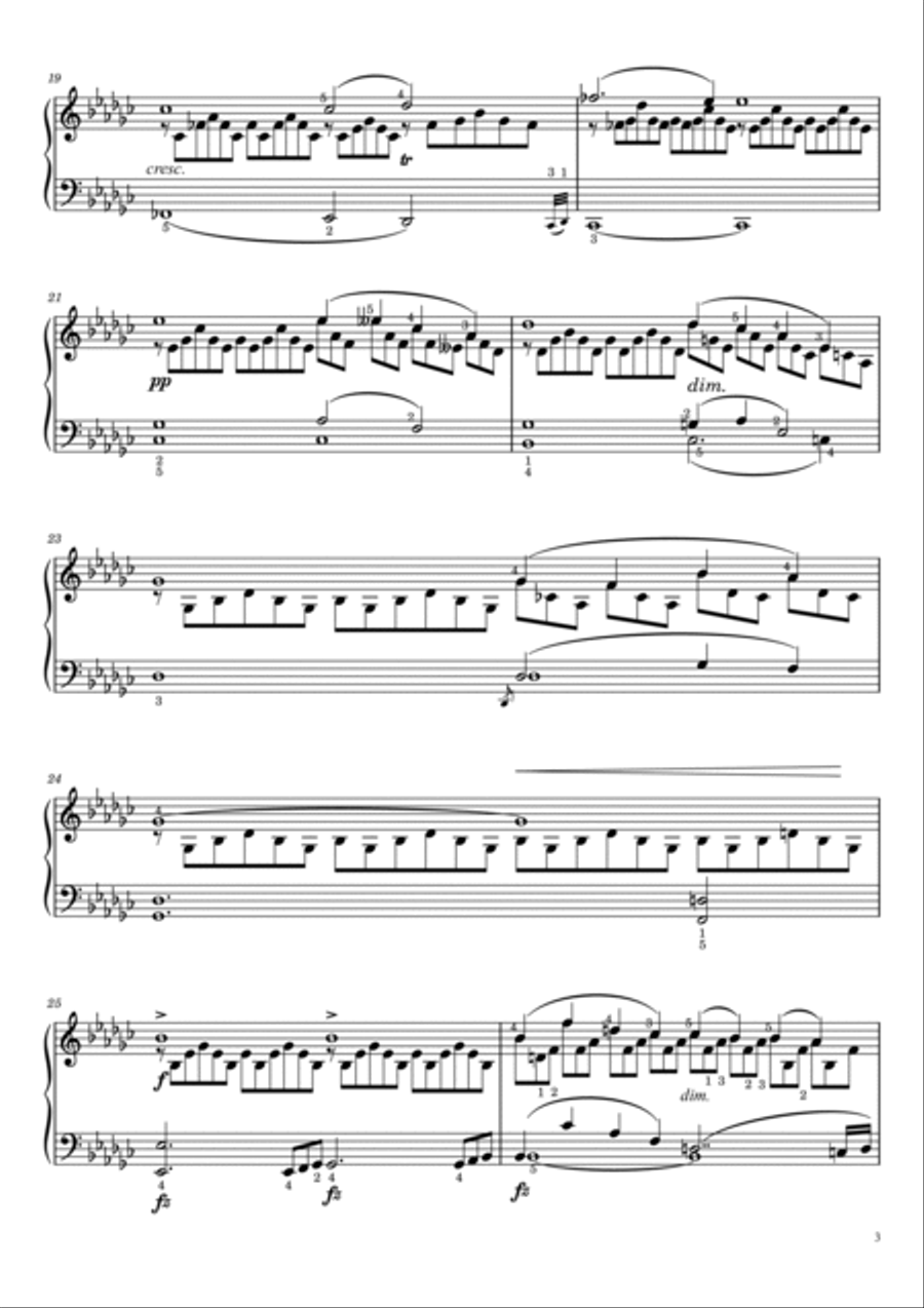 Schubert,Impromptu D.899 Op.90 No.3 in G♭ Major,For Piano Solo,With Fingering Piano Solo scores gallery preview page 3