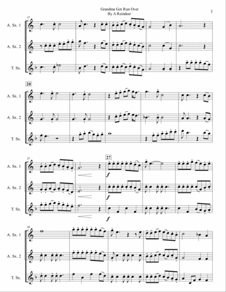 Grandma Got Run Over By A Reindeer Woodwind Trio scores gallery preview page 3