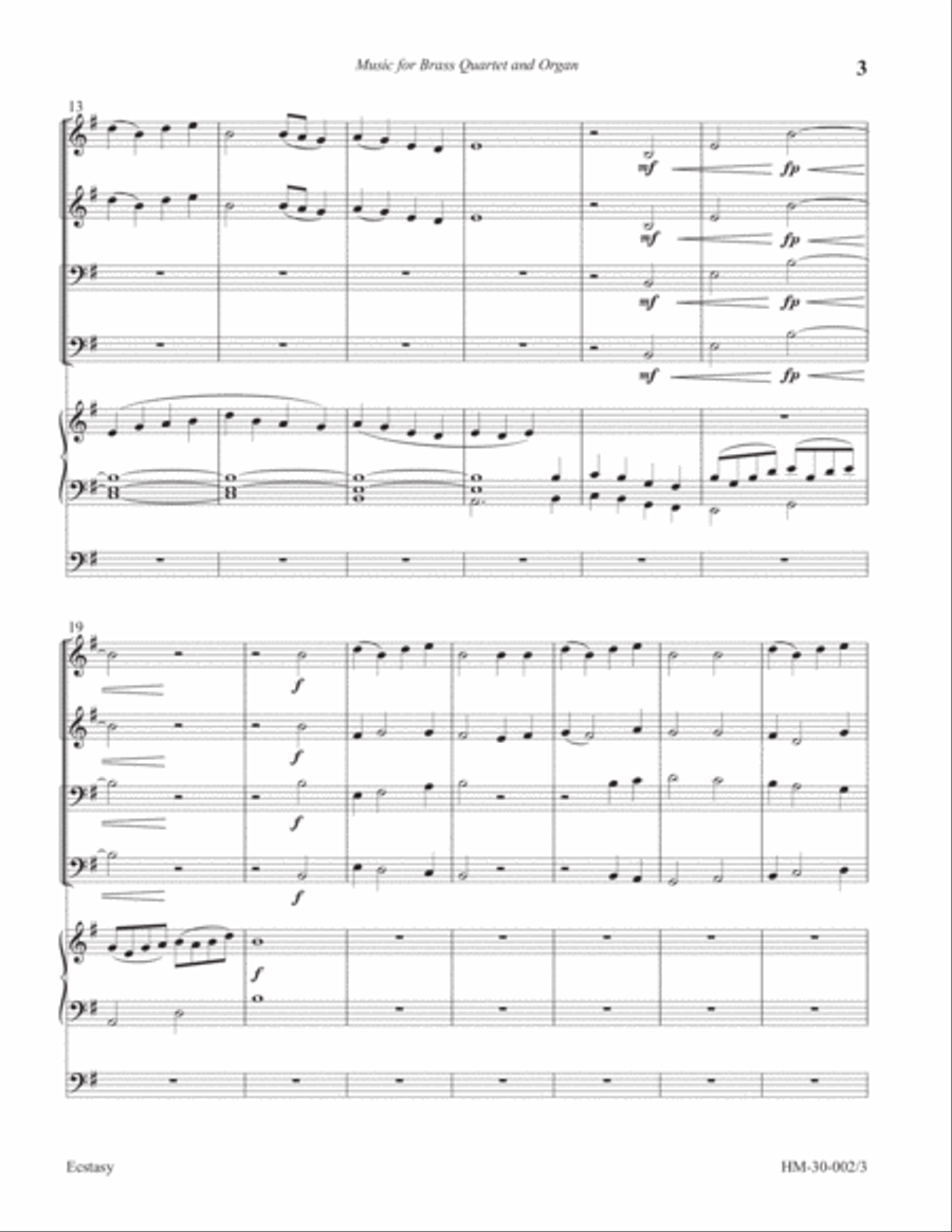 Ecstasy for Organ and Brass Quartet Small Ensemble scores gallery preview page 3