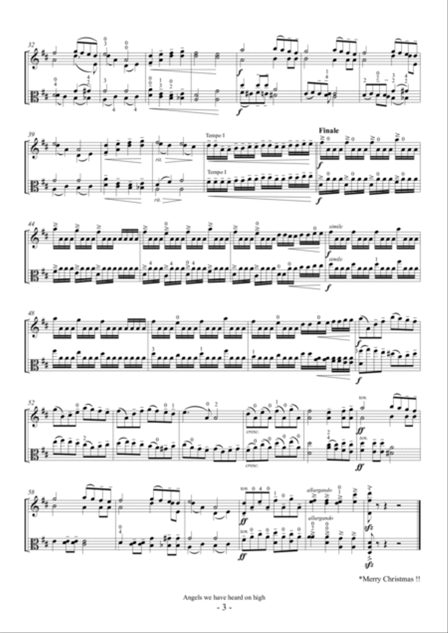 Angels we have heard on high (For Violin and Viola) String Duet scores gallery preview page 3