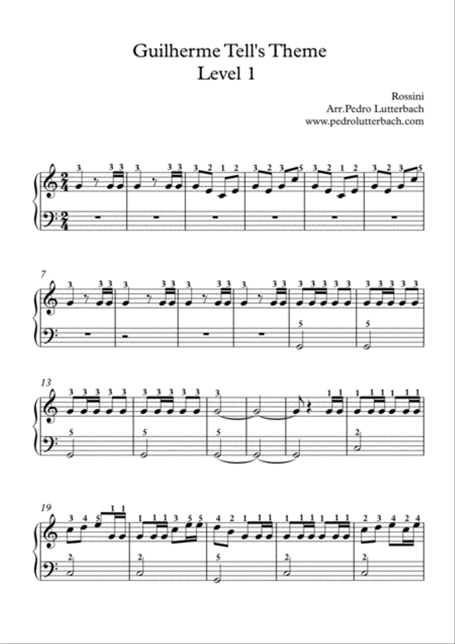 Theme From William Tell Theme From William Tell Easy Piano scores gallery preview page 1