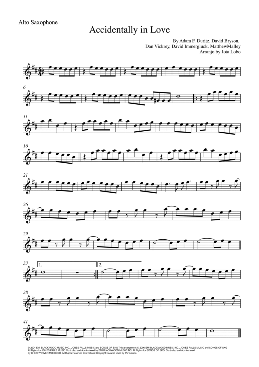 Accidentally In Love Alto Saxophone scores gallery preview page 1