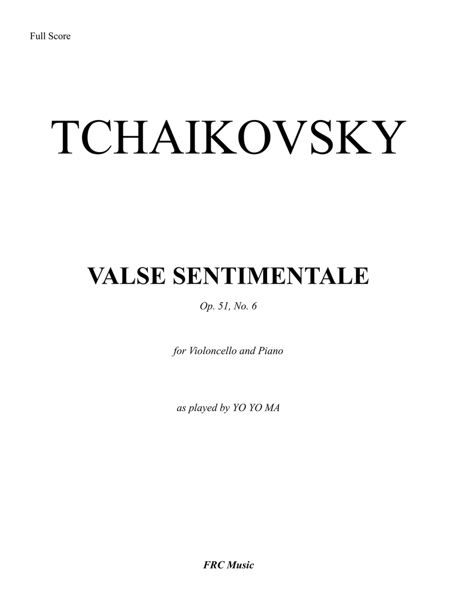 Valse Sentimentale Op. 51, No. 6 (for Violoncello and Piano) as played by YO YO MA Piano scores gallery preview page 2
