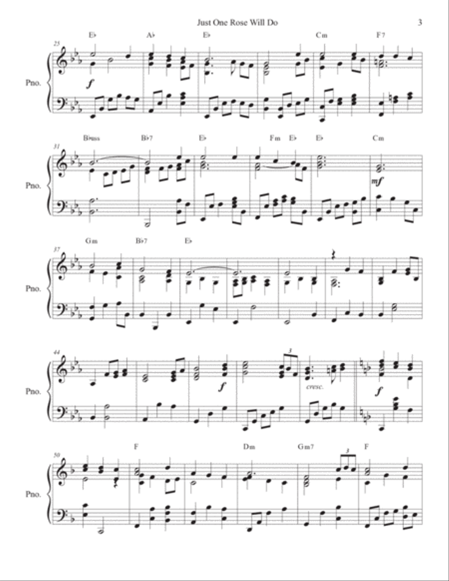 Just One Rose will Do Piano Solo scores gallery preview page 3