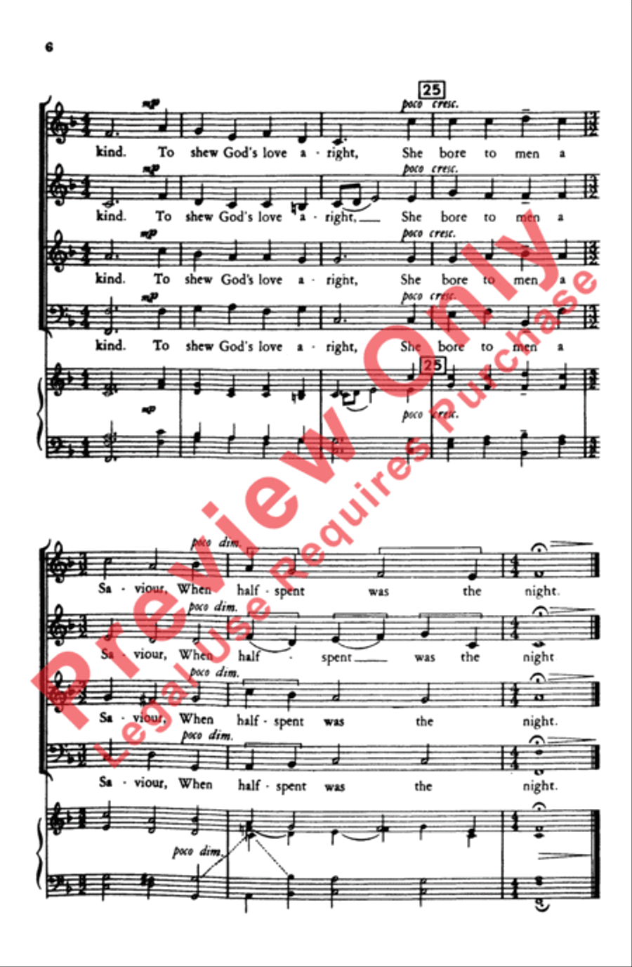 Lo, How a Rose E'er Blooming 4-Part scores gallery preview page 5