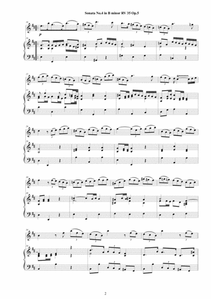 Vivaldi - Violin Sonata No. 4 in B minor RV 35 Op.5 for Violin and Cembalo (or Piano) image number null