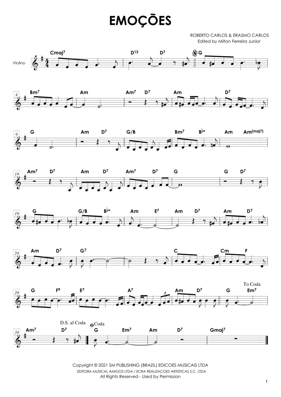Emocoes Violin Solo scores gallery preview page 1