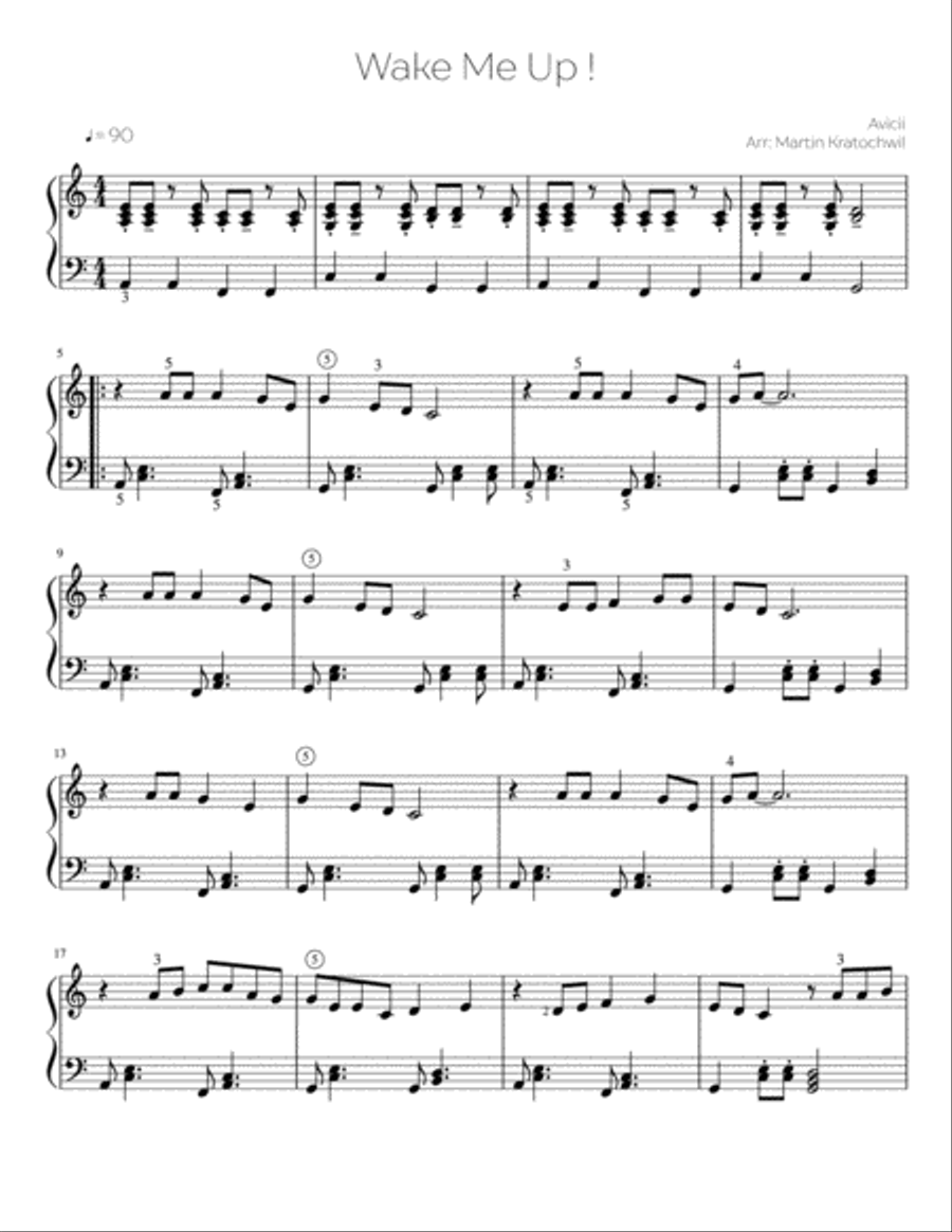 Wake Me Up Easy Piano scores gallery preview page 1