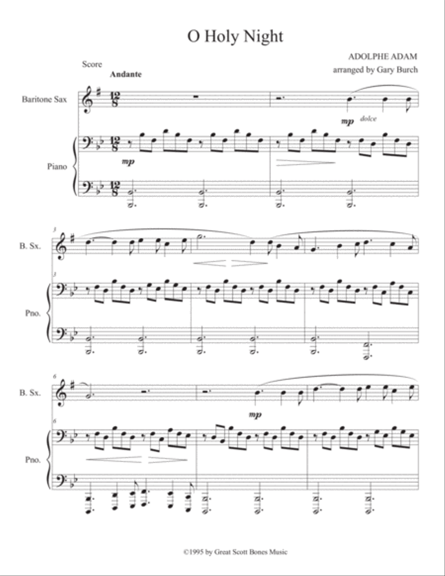O Holy Night Baritone Saxophone scores gallery preview page 2