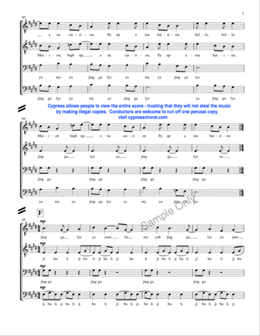 Jing Ga Lye Ya Jing Ga Lye Ya TTBB scores gallery preview page 7