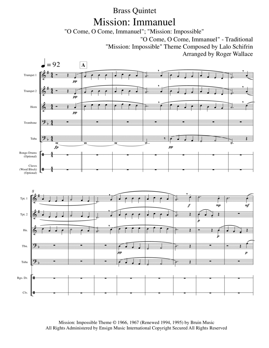 Mission: Impossible Theme from the Paramount Television Series MISSION: IMPOSSIBLE Brass Quintet scores gallery preview page 1