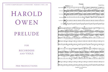 Prelude for Four Recorders and Two Viols (score and part set)