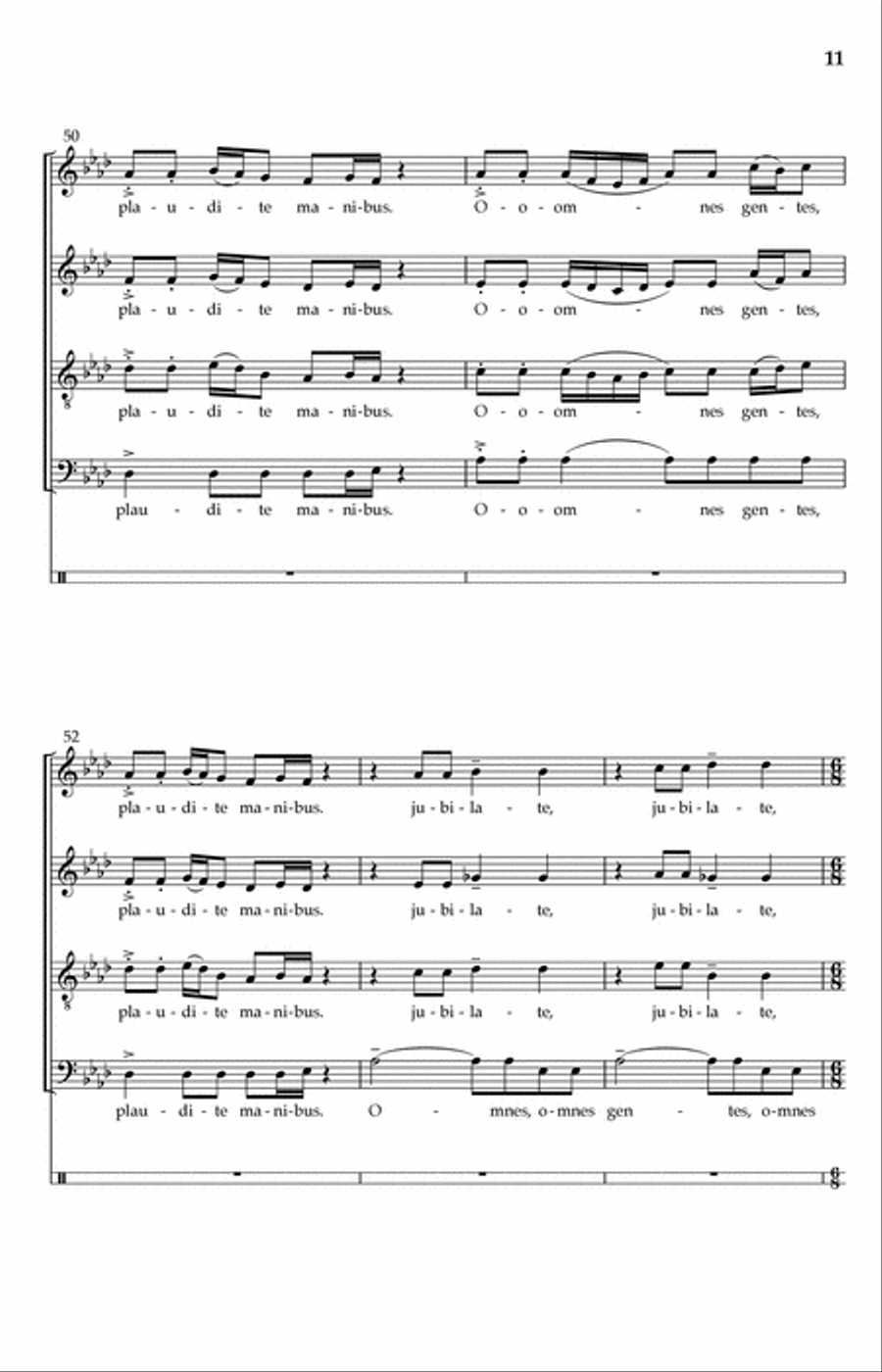 Omnes Gentes, Plaudite Manibus 4-Part scores gallery preview page 9