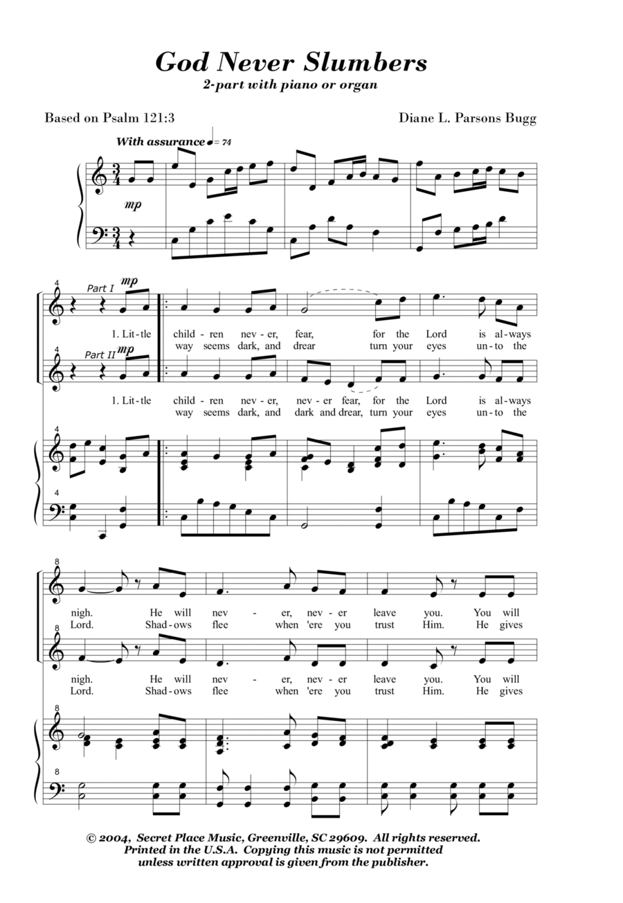 God Never Slumbers 2-Part scores gallery preview page 1