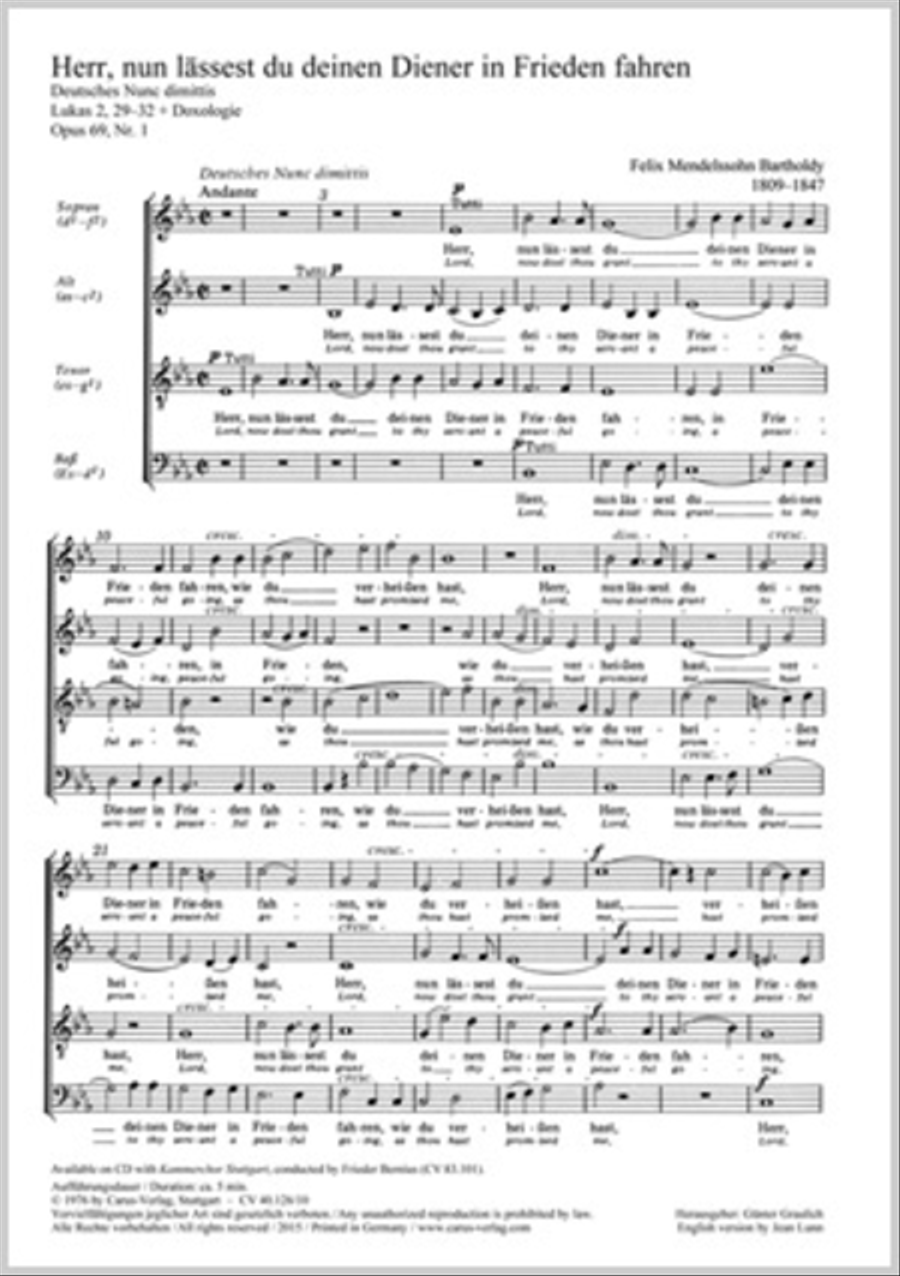 Lord, now lettest thou thy servant depart (Herr, nun lassest du deinen Diener) 4-Part scores gallery preview page 1