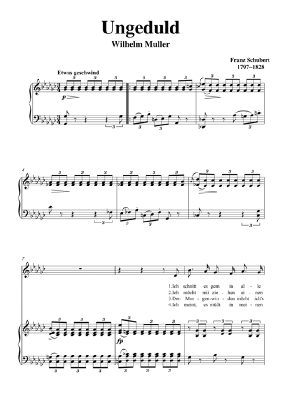 Schubert-Ungeduld in bG for Vocal and Piano Voice scores gallery preview page 2