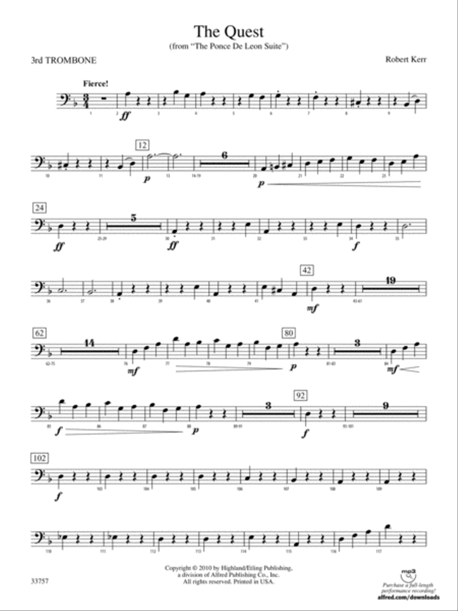 The Quest: 3rd Trombone Full Orchestra scores gallery preview page 1