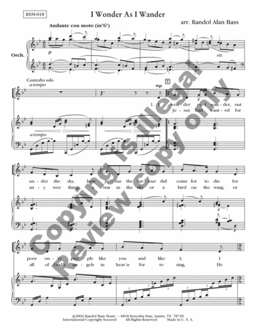 Christmas Ornaments: 4. I Wonder as I Wander (Choral Score) image number null