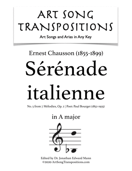 CHAUSSON: Sérénade italienne, Op. 2 no. 5 (transposed to A major)