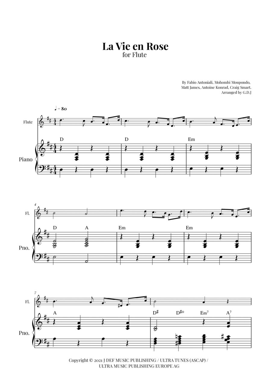 La Vie En Rose La Vie En Rose Flute Solo scores gallery preview page 1
