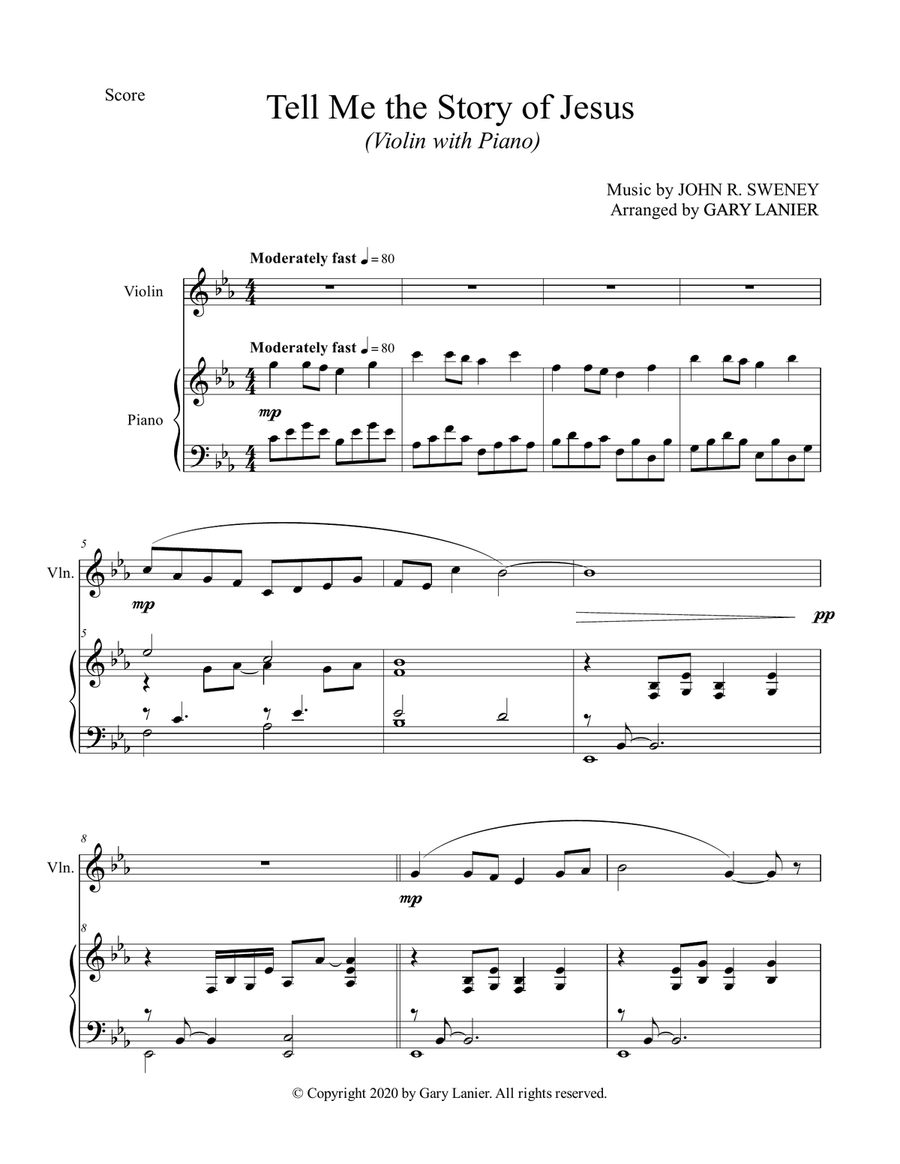 TELL ME THE STORY OF JESUS (for Violin and Piano with Score/Part) image number null