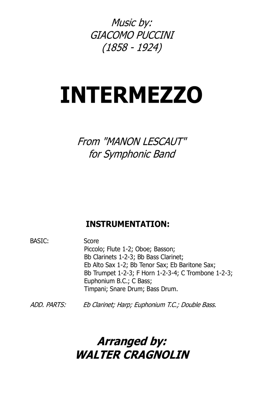 INTERMEZZO from MANON LESCAUT Concert Band scores gallery preview page 2
