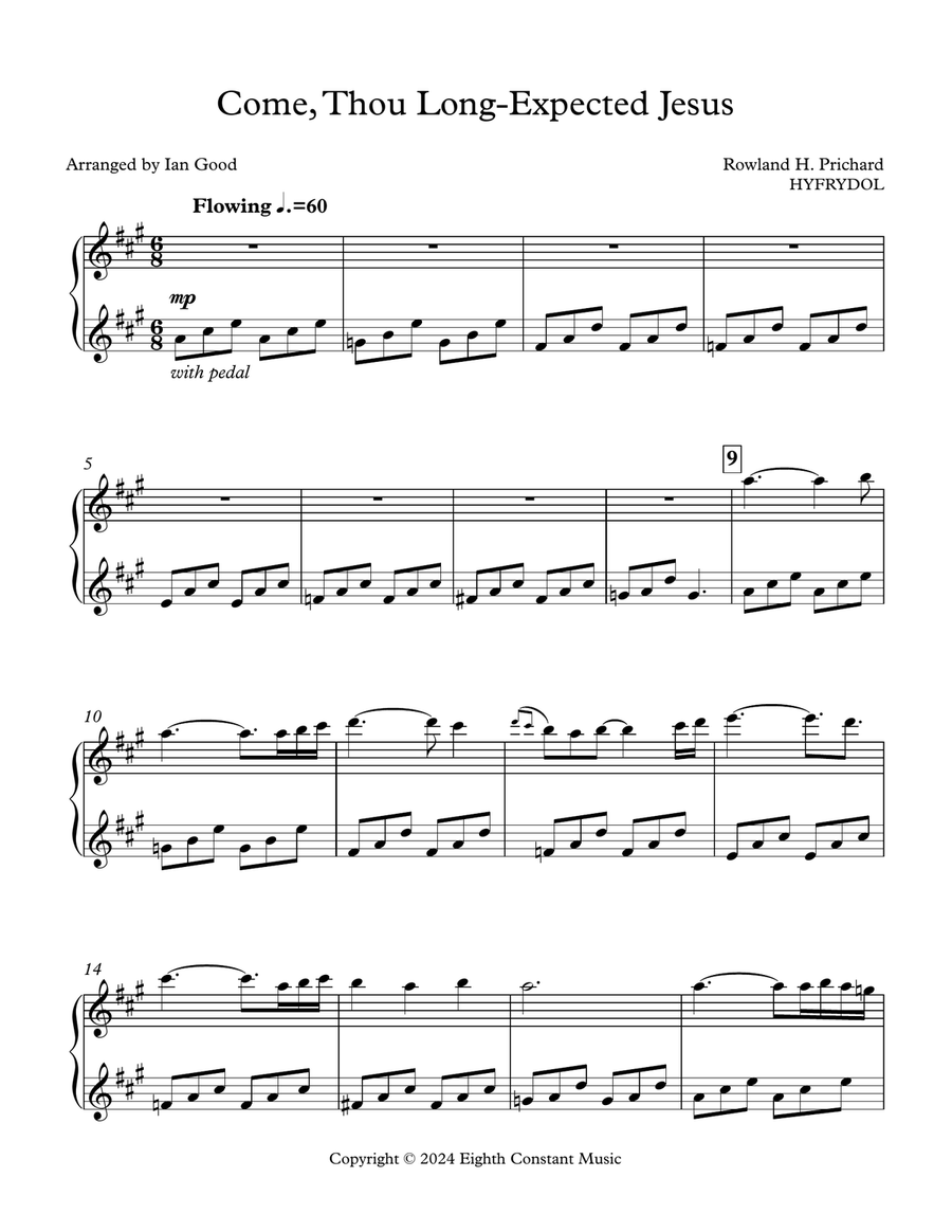 Come, Thou Long Expected Jesus (new age piano) Piano Solo scores gallery preview page 1