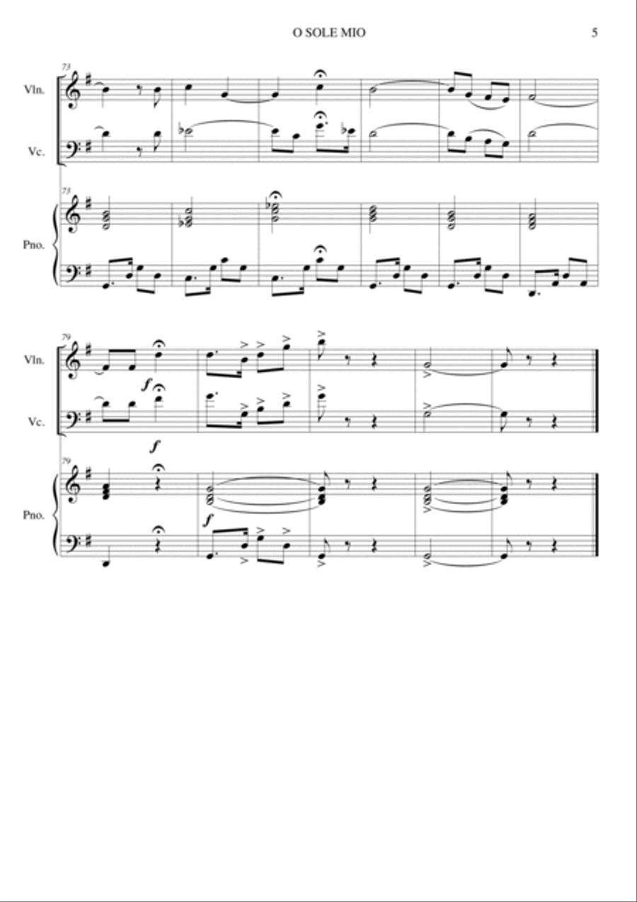 O Sole Mio O Sole Mio Piano Trio scores gallery preview page 5