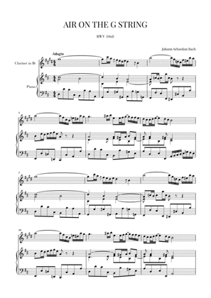 Bach: Air on the G String for Clarinet in Bb and Piano