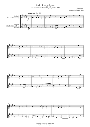 Auld Lang Syne (for violin duet, suitable for grades 2-6)