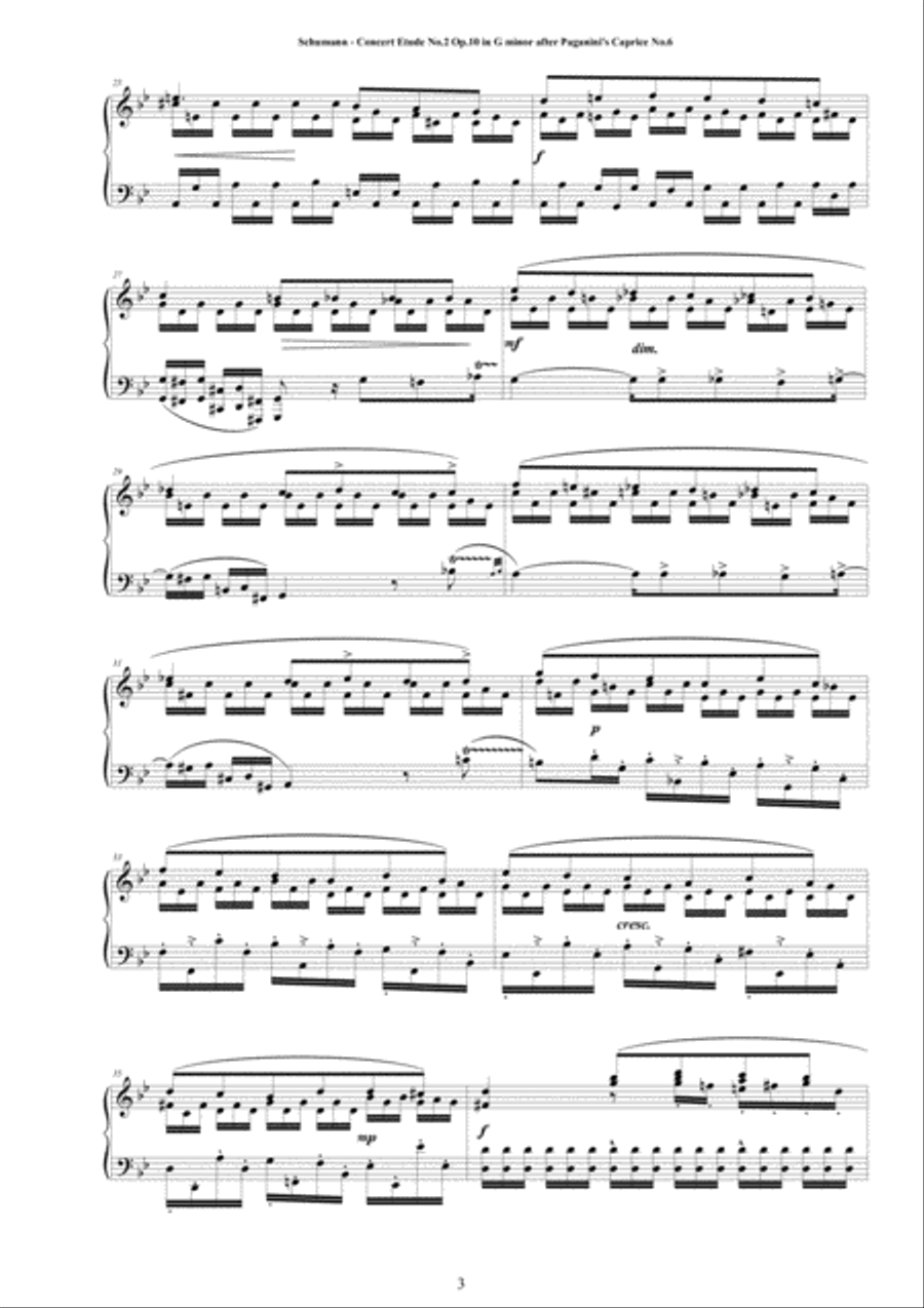 Schumann - Concert Etude No.2 in G minor Op.10 for Piano after Paganini's Caprices Piano Method scores gallery preview page 3