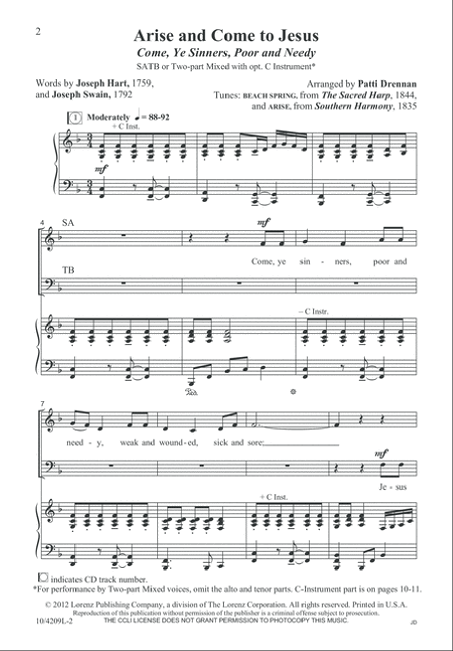 Arise and Come to Jesus Arise and Come to Jesus 4-Part scores gallery preview page 2