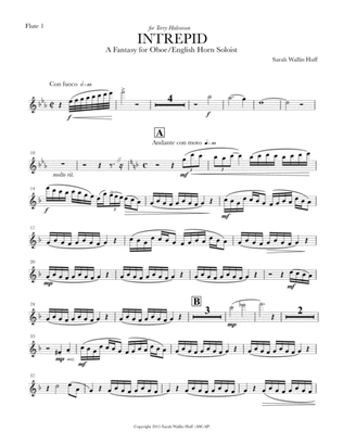 INTREPID: A Fantasy for Oboe/English Horn Soloist and Chamber Orchestra (Parts Only)